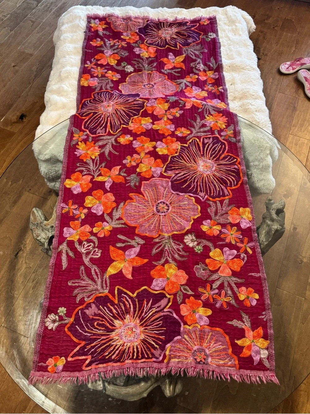 Boho Wool Floral Multi-Use Scarf